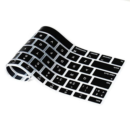 ProElife Keyboard Cover with Touch ID for MacBook Air 13-in A2337, Spanish | Black, U.S Layout, Non-interference Design for ID Key, Dust-proof, Silicone Protective Skin, Custom Fit, Washable & Reusable - color: Black-Spanish