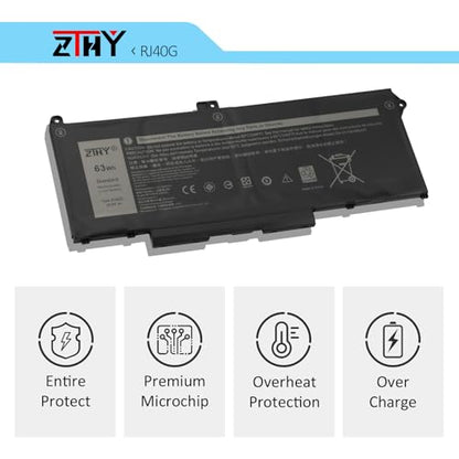 ZTHY RJ40G 4-Cell 63Wh Laptop Battery Replacement for Dell Latitude 14 5420 | Latitude 15 5520 Precision 15 3560 Battery P137G P104F P104F001 P104F002 075X16 1K2CF WY9DX 0WK3F1 0M3KCN 005R42 M033W 15.2V