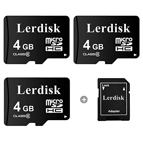 Factory Wholesale Micro SD Card 4GB Pack of 3 in Bulk with SD Adapter MicroSDHC Produced by Authorized Licencee(4GB) - size: 4GB Class6