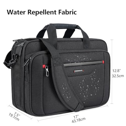 VANKEAN 17.3" Expandable Waterproof Laptop Briefcase for Travel & Business | Multi Functional Compartment,Padded Shoulder Strap,Convenient Luggage Strap,Water-Repellent Fabric,Padded Laptop Compartment - color: Black-red, size: 17.3 Inch