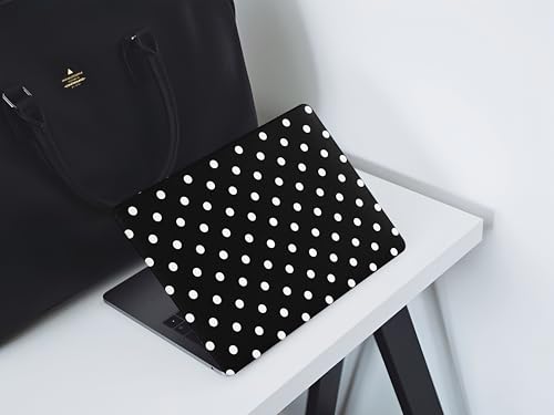 Polka Dot Case for MacBook Air 13 inch 2026 M5 2022-2025 M4/M3/M2 A3449 A3240 A3113 A2681, Texture PU Leather Sleek Aesthetic Protective Hardshell with Logo Cutout & Keyboard Cover, Black - color: 02 Black Polka Dot