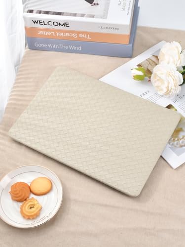 Seorsok Compatible with MacBook Pro 13 inch Case M2 2023,2022,2021-2016 A2338 M1 A2251 A2289 A2159 A1989 A1708 A1706,Elegant Leather Plastic Hard Case&Keyboard Cover,Beige Tartan No Logo Cutout - color: Light Beige, size: Pro 13 (A2338 M1 A2251 A2289 A215