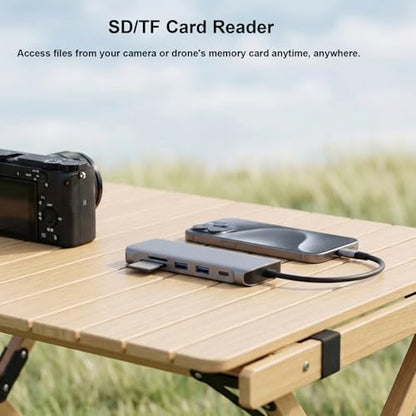 USB C Hub 6 in 1 with HDMI(4K@30Hz), USB-C to HDMI Adapter 100W Power Delivery, USB 3.0, USB 2.0, SD/TF Card Reader Compatible with iPhone 15/16, MacBook, iPad Pro, Samsung Galaxy S8, Dell XPS