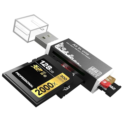 Micro SD Card Reader, 4-in-1 SD Card Reader to USB Adapter, Memory Card Reader for MS Duo/Pro, M2 Card, SDXC, SDHC, MMC, RS-MMC, Micro SDXC, Micro SDHC and TF Card (1Pack Black) - color: Black, size: 1Pack