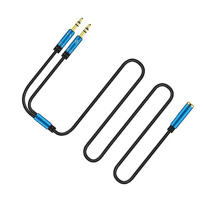 Homoyoyo 1 to 2 Headset Audio Converter Splitter Cable for Laptop Book Mobile Phone Stereo Adapter Microphone Port Random Color
