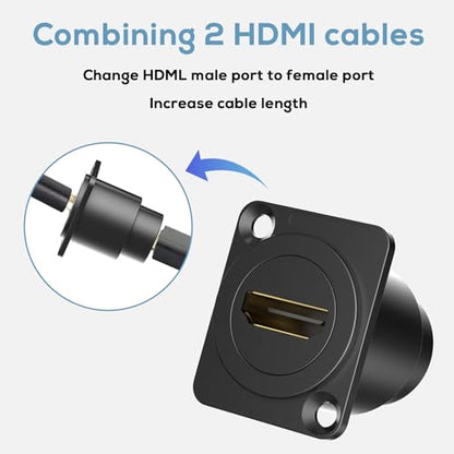 14PCS HDMI Panel Mount Coupler and Panel-Mount Blank Plate Set， HDMI D-Type Pass Through Connector, Female to Female 4K Adapter, Bulkhead Extension 4K 60hz 3D and HDR with Cap
