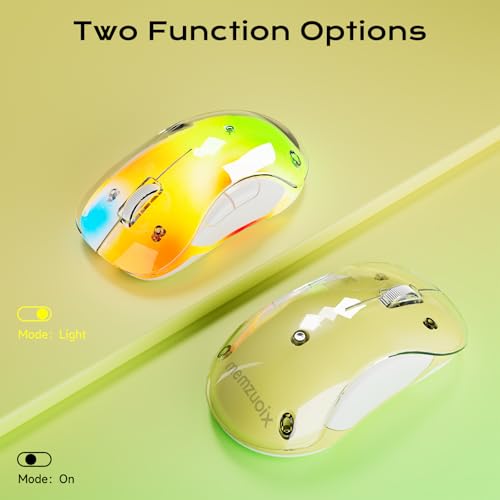 memzuoix 2.4G LED Wireless Mouse, Rechargeable Ergonomic Mouse with Detachable Cover, 1400 DPI Portable Optical Computer Mouse with USB Receiver for Laptop, PC, Desktop and MacBook, 5 Buttons-Yellow - color: Yellow