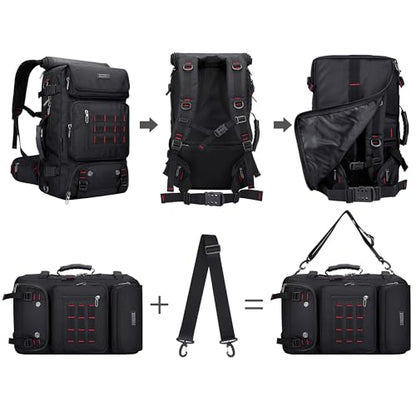 WITZMAN Carry on Travel Backpack for Men Airline Approved Fits 16" Laptop | Nylon 3 in 1 Luggage Duffle Bag with USB Charging Port, Shoe Compartment, For Weekend Getaway, Overnight Trip, B682 Black - color: 01.black