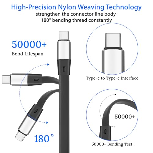 MEIRIYFA USB Type C Male to USB C Male Short OTG Data Cable + USB-C Female OTG Cable 10Gbps 60W Fast Charging for Laptop Tablet Mobile Phones - 24cm