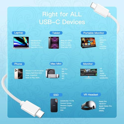 ZeroneTeck USB4 40Gbps Cable 3.3FT, Thunderbolt 4/3 Compatible, 8K Dual 4K Display, 240W PD Fast Charging USB C Woven Cord for iPhone 17/16/15 MacBook Apple Devices - size: 3.3FT