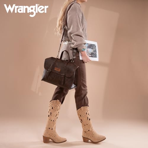 Wrangler Laptop Bag for Women Messenger Bag Briefcase Computer Backpack Convertible Satchel Bag - color: Coffee, size: 15.6 inch