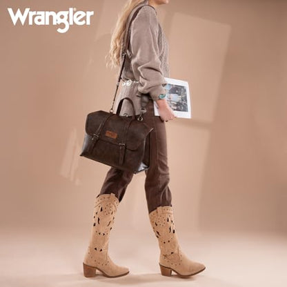 Wrangler Laptop Bag for Women Messenger Bag Briefcase Computer Backpack Convertible Satchel Bag - color: Coffee, size: 15.6 inch