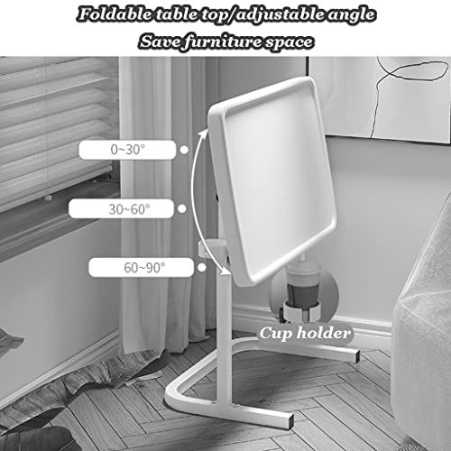Small Computer Desk for Apartment Living Room, Height Adjustable Standing Desk Foldable Lift Sofa Side Table, Home Office Table with Cup Holder(Green) - color: Green