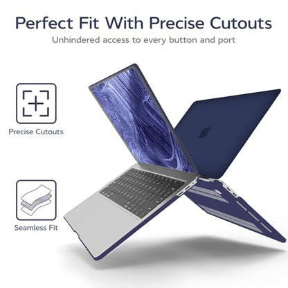 Anban Compatible with MacBook Pro 13 inch Case M2 M1 2025 2024 2023-2016 | A2338 A2251 A2289 A2159 A1989 A1708 A1706, Matte Plastic Laptop Hard Shell Case &Keyboard Cover & Screen Protector, Navy Blue - color: Navy Blue