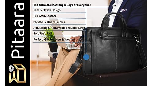 Pitaara Genuine Leather Messenger Laptop Bag For Men And Women, Fits Laptop Size 16"