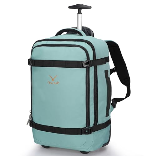 Hynes Eagle Rolling Backpack 42L Backpack with Wheels Airline Approved Carry on Luggage Laptop Travel Suitcase Bag for Women Men Mint Green - color: Mint Green