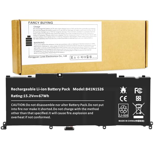 67Wh B41N1526 Laptop Battery for Asus FX502VM FX60VM FX502VM-AS73 FX502VM-FY361T GL502 GL502V GL502VT GL502VT-1A ROG Strix S5 S5V S5VM S5VT6700 GL502VT-DS74 GL502VM-FY039T 4ICP/60/80 0B200-01940000 - size: 10.31*3.66*0.24inch B41N1526