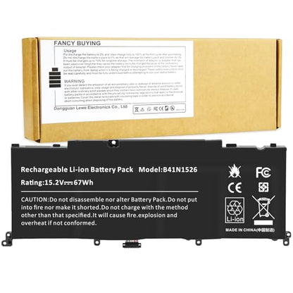 67Wh B41N1526 Laptop Battery for Asus FX502VM FX60VM FX502VM-AS73 FX502VM-FY361T GL502 GL502V GL502VT GL502VT-1A ROG Strix S5 S5V S5VM S5VT6700 GL502VT-DS74 GL502VM-FY039T 4ICP/60/80 0B200-01940000 - size: 10.31*3.66*0.24inch B41N1526