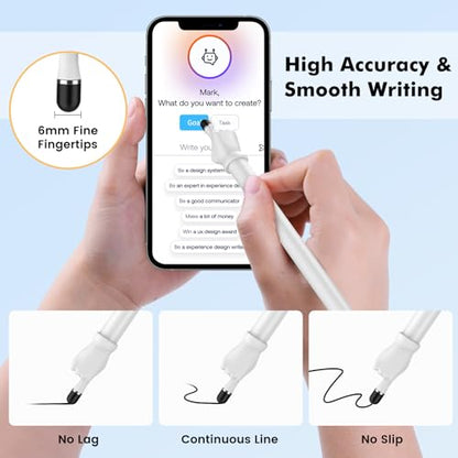 MEKO Stylus Pen for Touchscreen, 2-in-1 Stylus | 2-in-1 Fingertip Design,High Sensitivity,Work for iPhone iPad Android Tablets Switch All Touch Screens (Black/White)