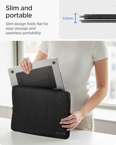 Spigen Slim Fold Laptop Stand Foldable Portable Ergonomic Angle Lift Anti-Slip Compatible with MacBook Neo, MacBook Air, MacBook Pro 11"-16" and More - Black (LD201-S1) | Ergonomic Angle Lift Anti-Slip for MacBook Neo, MacBook Air, MacBook Pro 11"-16" and