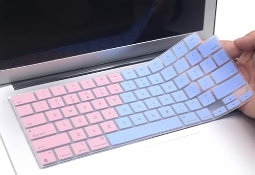 Keyboard Skin Compatible for MacBook Air 15.3" 13.6" M5 M4 M3 M2 A3448 A3241 A3114 A2941 A3449 A3240 A3113 A2681, MacBook Pro 14 16 M5 M4 M3 M2 M1 A3426 A3427 A3434, 2026 MacBook Neo 13" (Pink & Blue) - color: Pink & Blue