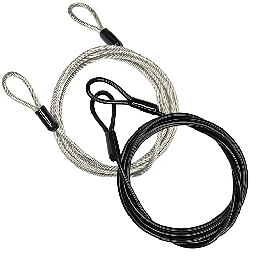 100CM/3.3ft 3mm Outdoor Travel Security Cable Lock,Braided Steel Coated Safety Cable Luggage Lock,Safety Cable Wire Rope Double Loop Lightweight GOMRQING (2 Pack) - size: 3.3FT-2 Pack