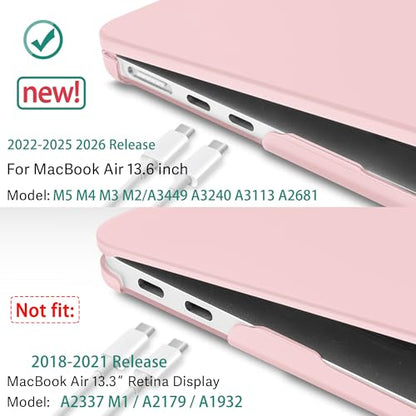 May Chen Case for MacBook Air 13/13.6-inch (M5/M4/M3/M2, 2022-2026 Models A3449 A3240 A3113 A2681), Lightweight | Closes Seamlessly | Ideal for Work Hard Shell Case, Chalk Pink - color: Chalk Pink