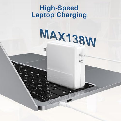 Fancy Buying Mac Book Pro Charger Block - 138W Dual Port 118/20W USB C Charger Compatible with MacBook Pro 13 14 15 16 Inch,MacBook Air, iPad Pro and All USB C Device, Include 2 Cables