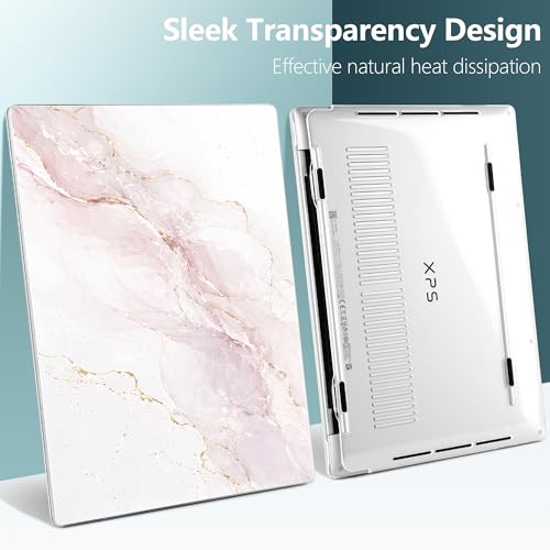 Batianda Blush Pink Marble Case for Dell XPS 13 Laptop 2024 2025 | Fits Model Number 9340/9345/9350 13.4" Display, Slim Hard Shell, Lightweight Scratch-Resistant with Professional Protection - color: Blush Pink Marble
