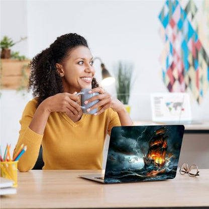 Universal Laptop Skin, DIY Cut-to-Fit Vinyl Cover Compatible with HP, Dell, Lenovo, Mac (13.3" to 15.6"), Anti-Scratch, No Residue & Bubble-Free Protective Decal Sticker, Epic Storm Pirate Ship - color: Epic Storm Pirate Ship