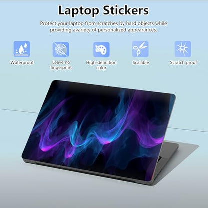 Universal Laptop Skin Sticker with 2 Wrist Pad Skins, Waterproof Scratch Resistant Vinyl Laptop Cover Decal, Cut to Fit for 11–15.6 Inch MacBook HP Dell Lenovo, Abstract Purple Blue Wave - color: Abstract Purple Blue Wave