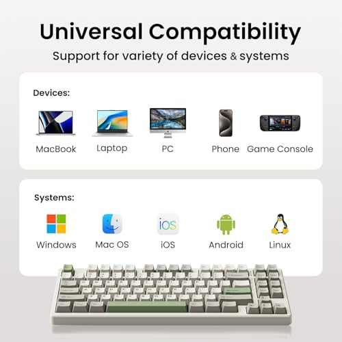 Kisnt KN85 Wireless Mechanical Keyboard, 75% Layout, Bluetooth/2.4GHz/USB-C, Custom RGB Backlit, Hot-Swappable Linear Switch, Creamy Sound for Gaming/Typing (Industrial Gray) - color: Industrial Gray