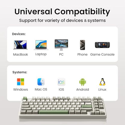 Kisnt KN85 Wireless Mechanical Keyboard, 75% Layout, Bluetooth/2.4GHz/USB-C, Custom RGB Backlit, Hot-Swappable Linear Switch, Creamy Sound for Gaming/Typing (Industrial Gray) - color: Industrial Gray