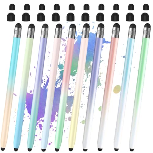 10Pcs Stylus, Stylus Pen for Touchscreen, 2-in-1 Stylus Pen for iPad | High Precision and Sensitivity Double Rubber Tips, Compatible with iPad/iPhone/Android Tablets and Touch Screen - color: E-Gradient Color