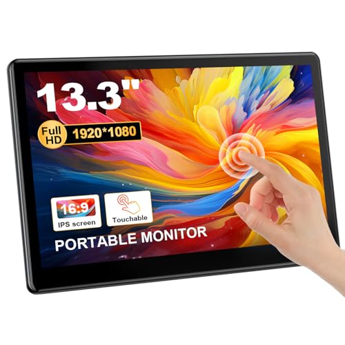 Industrial Touchscreen Monitor 13.3 inch, FHD 1920×1080 IPS Laptop Touch Monitor HDMI VGA Display Support VESA Mount Compatible with Laptops PC Mac (13.3 Inch) - size: 13.3 Inch