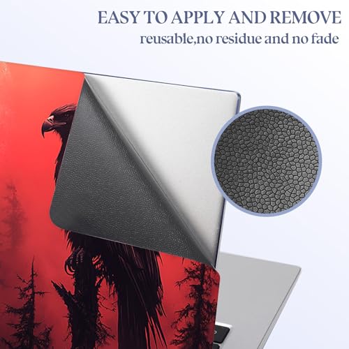 Universal Laptop Skin Sticker Decal,15.6 Inch Laptop Vinyl Cover for 13" 14" 15.6" Laptop,Scratch-Resistant Waterproof Protector Wrap,Reusable with Wrist Pads,Red Moon Eagle - color: Red Moon Eagle