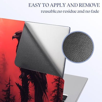 Universal Laptop Skin Sticker Decal,15.6 Inch Laptop Vinyl Cover for 13" 14" 15.6" Laptop,Scratch-Resistant Waterproof Protector Wrap,Reusable with Wrist Pads,Red Moon Eagle - color: Red Moon Eagle