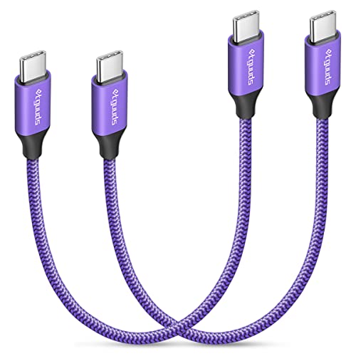 etguuds Purple USB C to USB C Cable 1ft, 2-Pack 60W USBC to USBC Cord, Type C to C Charger Cable Fast Charging for iPhone 17 16 15 Pro Max Plus Air, Samsung Galaxy S25 S24 S23, for MacBook/iPad, Pixel - color: Purple, size: 1ft