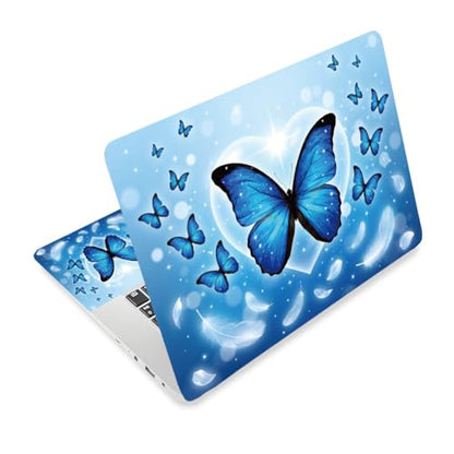 3Pcs Blue Butterfly Laptop Skin Sticker Universal Removable Vinyl Stickers Fits for 12.1 13 14 15.6 16 Inch Waterproof Notebook Decal Cover Gift - color: blue