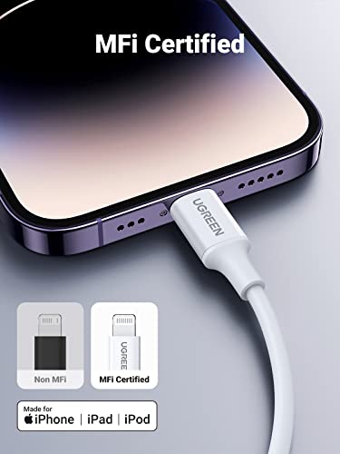 UGREEN USB C to Lightning Cable- 6FT MFi Certified PD Fast Charging Lightning Cord Compatible with iPhone 14/14 Pro/14 Pro Max, iPhone 13/12/11/X/XR/XS/8 Series, MacBook, iPad, AirPods Pro - size: 6FT