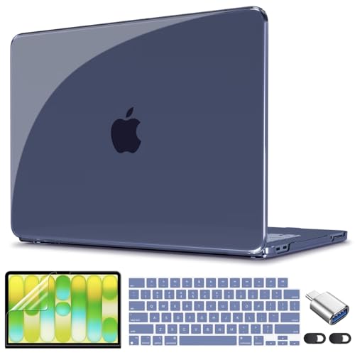 CISSOOK for MacBook Neo 13 inch Case 2026 Model A3404 Crystal Navy Blue | 5in1 Set Hard Shell Case, A18 Pro Chip, Keyboard Cover, Screen Protector, Scratch Resistant, Ultra-Thin, for Office & Travel - color: Crystal Navy Blue