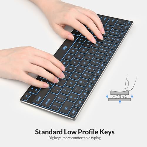 Rii Wireless Bluetooth Keyboard(2.4G+BT5.0) with Aluminum Alloy for Windows | X9 Dual Mode Rechargeable Keyboard with RGB Backlit for Tablet,Surface,PC,Laptop with Windows