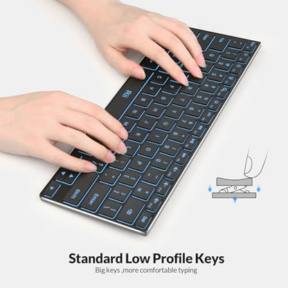 Rii Wireless Bluetooth Keyboard(2.4G+BT5.0) with Aluminum Alloy for Windows | X9 Dual Mode Rechargeable Keyboard with RGB Backlit for Tablet,Surface,PC,Laptop with Windows