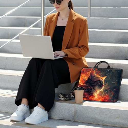 Laptop Bag,14 15 15.6 inch Laptop Case Sleeve,Computer Sleeve with Handle for Women Men,Carrying Case for MacBook,Dell,Lenovo,Notebook Computer,Cute Fire Cat - color: Cute Fire Cat