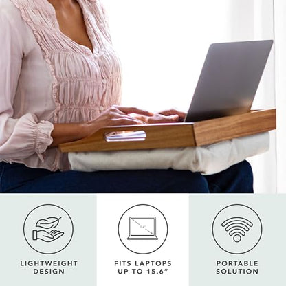 ROSSIE HOME Wood Lap Tray – Natural Acacia, Fits 15.6” Laptops - color: Natural Acacia, size: Single Tray