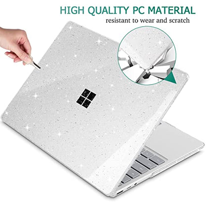 May Chen Compatible with Microsoft Surface Laptop Go 3/2/1 12.4 Inch Case, Plastic Hard Shell with Screen Protector + Keyboard Cover, Clear Glitter - color: Clear Glitter