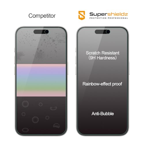Supershieldz (2 Pack) Anti Glare (Matte) Screen Protector Designed for iPhone 15 Pro (6.1 inch) [Tempered Glass] Anti Fingerprint, Anti Scratch, Bubble Free