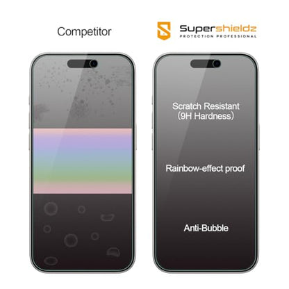 Supershieldz (2 Pack) Anti Glare (Matte) Screen Protector Designed for iPhone 15 Pro (6.1 inch) [Tempered Glass] Anti Fingerprint, Anti Scratch, Bubble Free