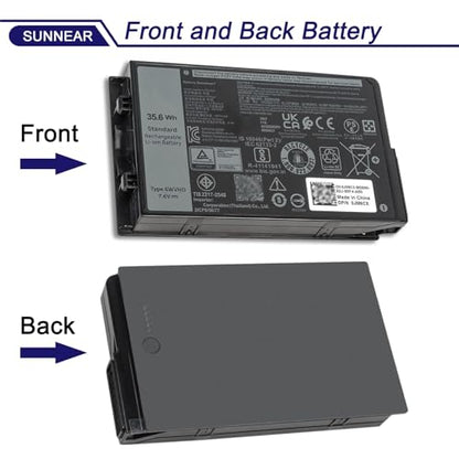 6WVHD 451-BDDY Laptop Battery 35.6Wh Replacement for Dell Latitude 7230 Rugged Extreme Tablet Dell T06H T06H001 Series Notebook 6WVHD FNW8F 0VDDJY VDDJY 0JM6CX JM6CX 7.6V 4-Cell - size: 9*5*1 inches 6WVHD