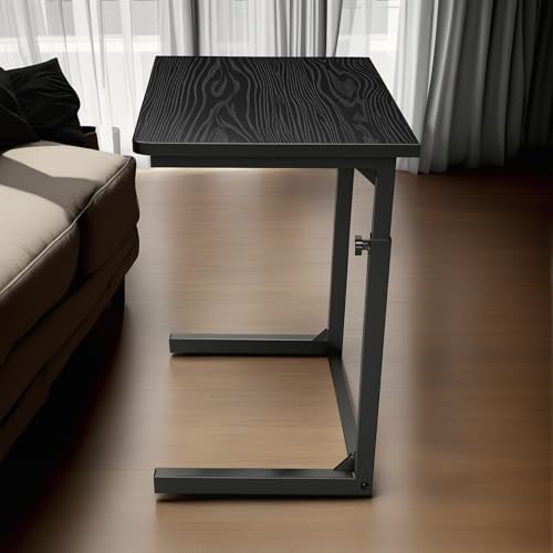 Height Adjustable C-Shaped Sofa Side Table, Laptop Table for Couch & Bed, Black - color: Black